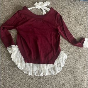 NWT twofer lace detail sweater